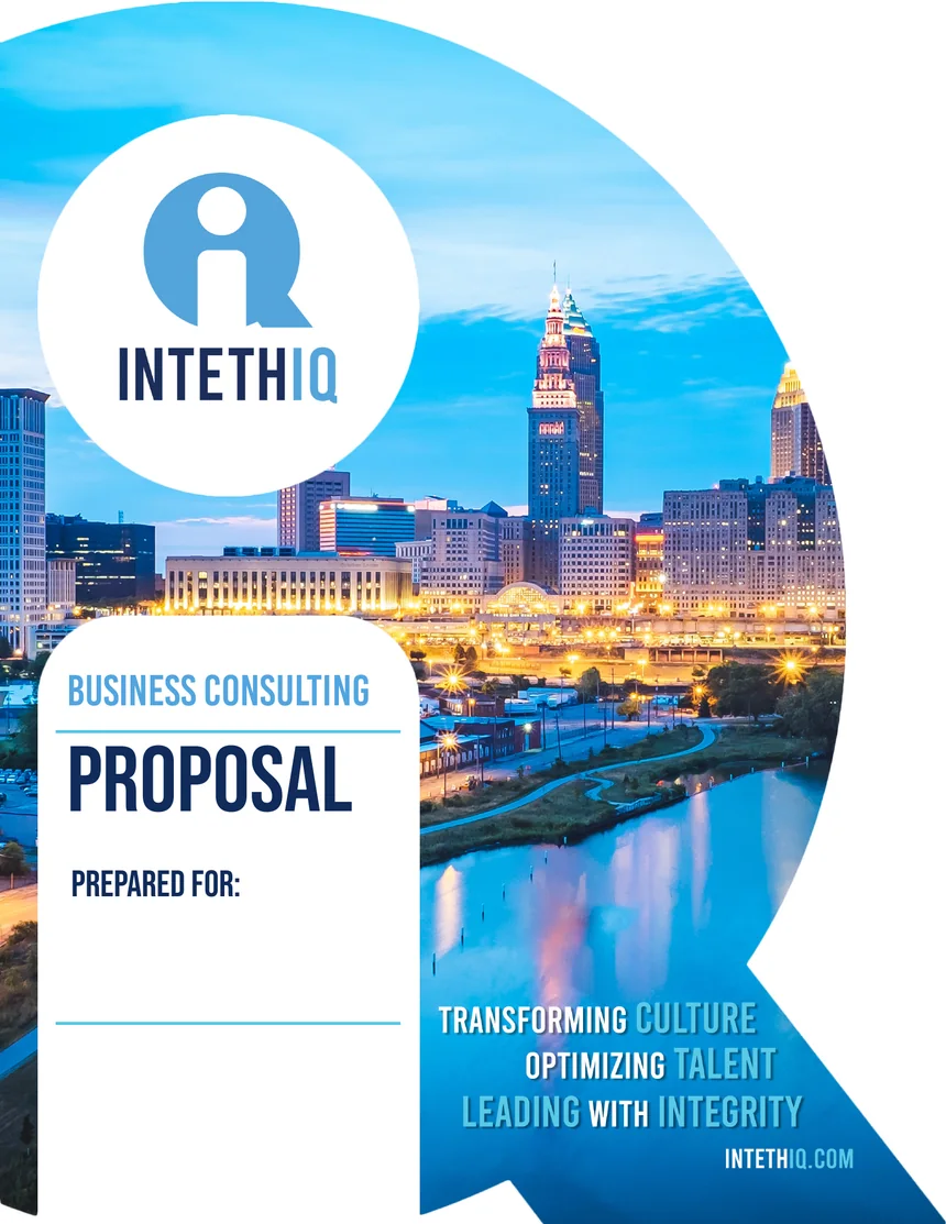Sanitized INTETHIQ business consulting proposal cover with Prepared For field and no client-specific name or address.