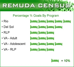 Remuda Census internal graphic showing program categories and visual bed-count indicators.