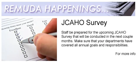 Remuda Happenings internal communication about JCAHO survey preparation.